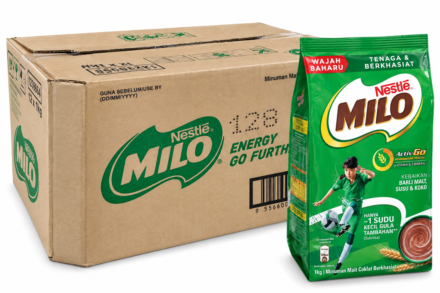 Nestlé MILO Activ-Go Chocolate Malt Drink Powder 900G (1 Pack)
