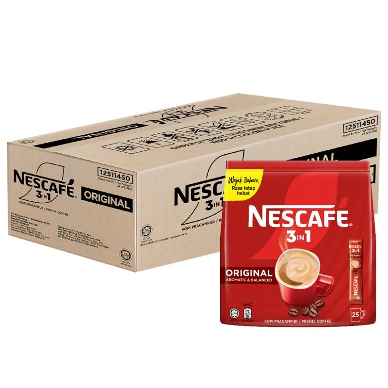 NESCAFÉ 3in1 Original 25 Coffee Stick X 18g, Coffee Mix, Aromatic & Balanced Instant Coffee Powder
