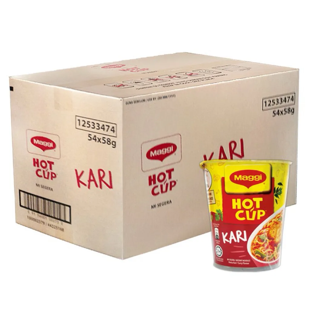 MAGGI Hot Cup Curry Flavour Instant Noodles 58G (1 CUP) (58G X 54 CUP X 1 Carton )