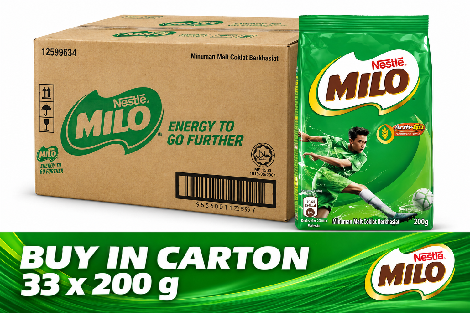Nestlé MILO Activ-Go Chocolate Malt Drink Powder 200G (1 Pack)