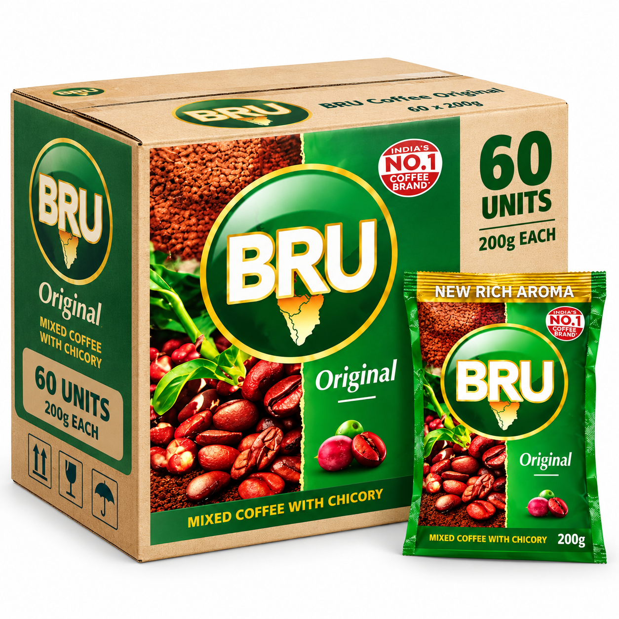 BRU Instant Coffee & Chicory Mixture 200G